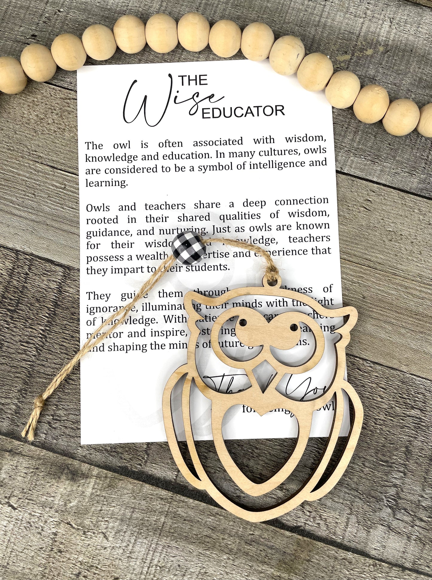 Wise Educator Solid Wood Ornament - Great Teacher Gift